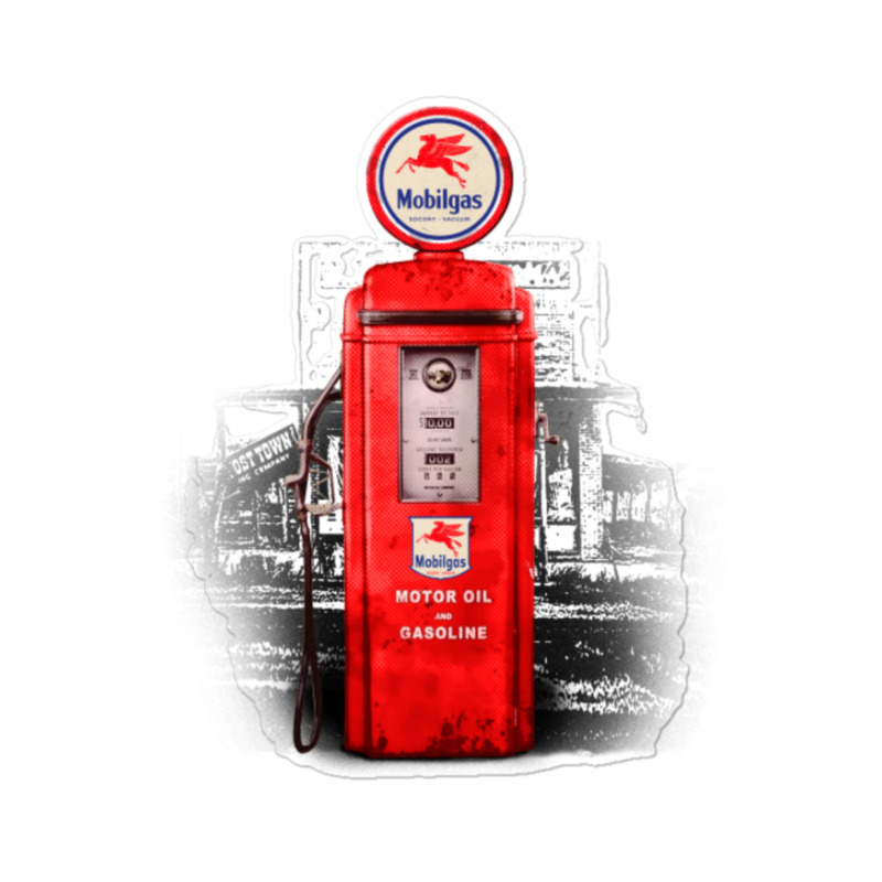 Vintage Gas Pump Station Mobil Sticker | Artistshot