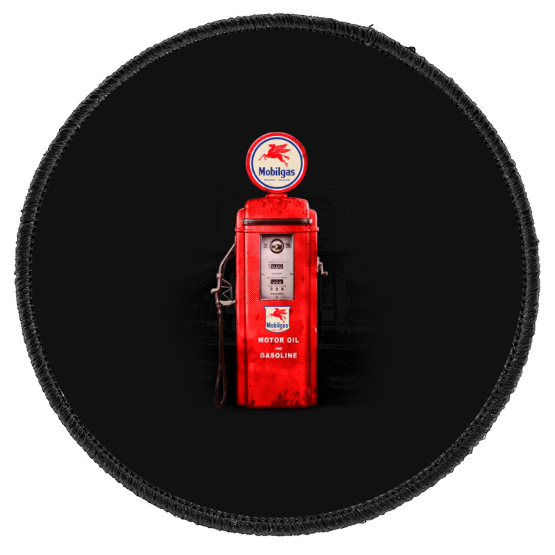 Vintage Gas Pump Station Mobil Round Patch | Artistshot