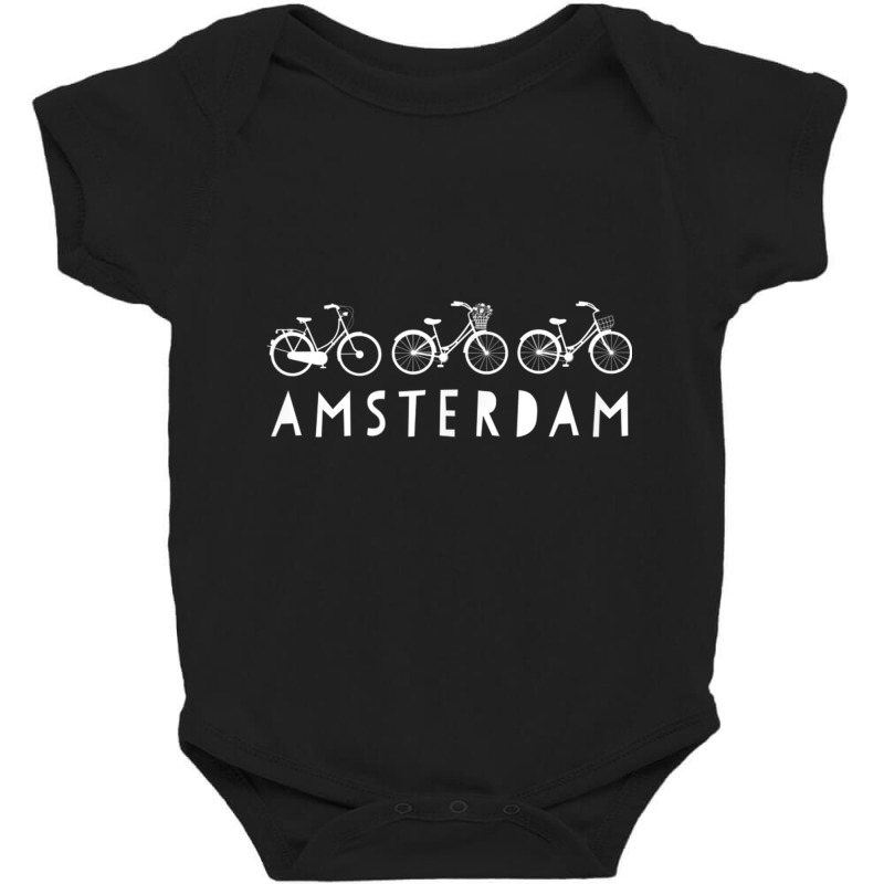 Bike Europe On Bicycle Amsterdam Bike T Shirt Baby Bodysuit by cm-arts | Artistshot