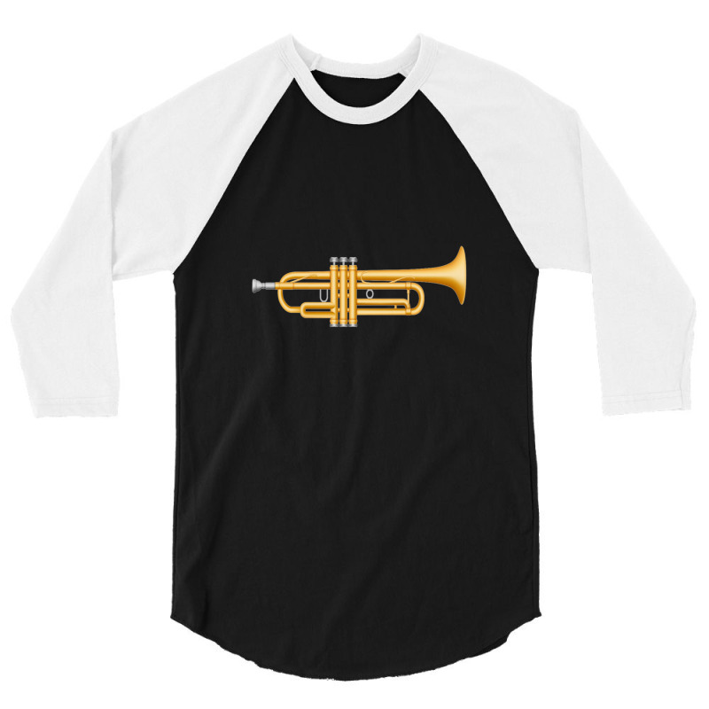 Trumpet Isolated On A White 3/4 Sleeve Shirt by cm-arts | Artistshot