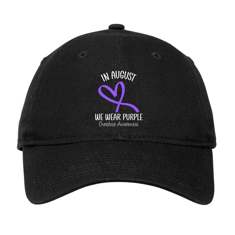 Heart Ribbon August We Wear Purple Overdose Awareness Month Adjustable Cap by Kenlofu52 | Artistshot