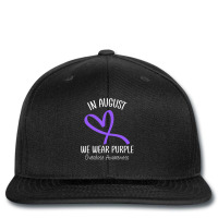 Heart Ribbon August We Wear Purple Overdose Awareness Month Printed Hat | Artistshot