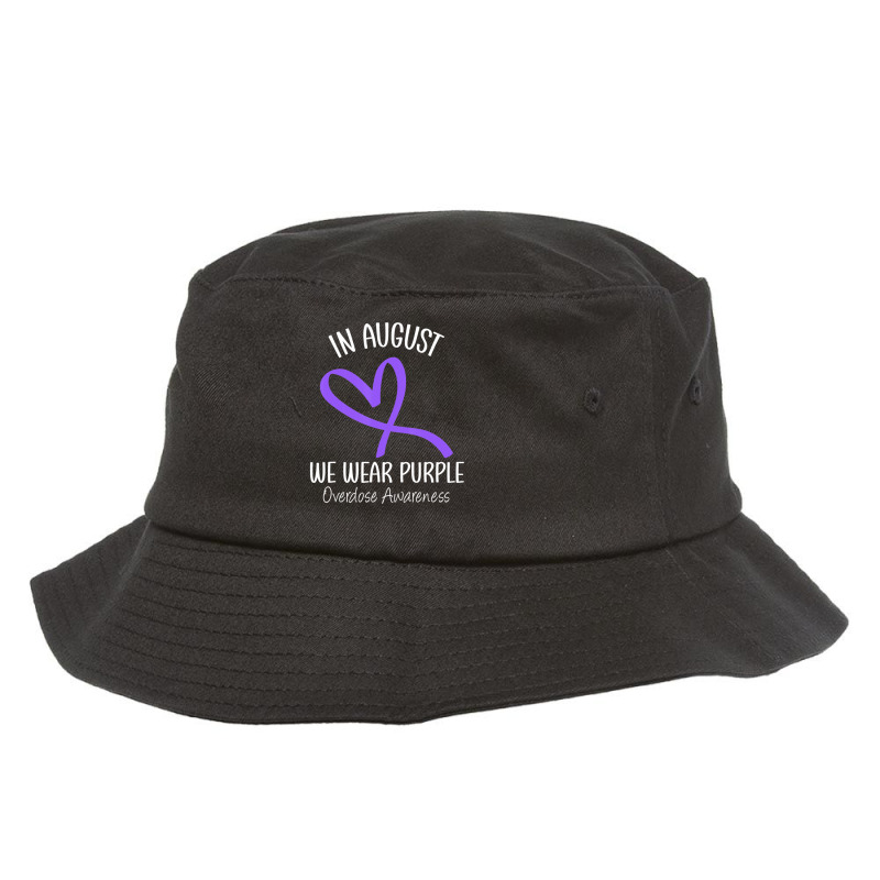 Heart Ribbon August We Wear Purple Overdose Awareness Month Bucket Hat by Kenlofu52 | Artistshot