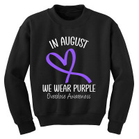 Heart Ribbon August We Wear Purple Overdose Awareness Month Youth Sweatshirt | Artistshot