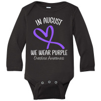 Heart Ribbon August We Wear Purple Overdose Awareness Month Long Sleeve Baby Bodysuit | Artistshot