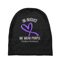 Heart Ribbon August We Wear Purple Overdose Awareness Month Baby Beanies | Artistshot