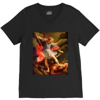 Angels Archangel Michael Defeating Satan Christian Warrior V-neck Tee | Artistshot