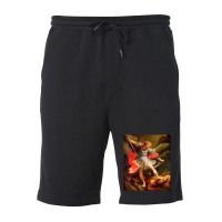 Angels Archangel Michael Defeating Satan Christian Warrior Fleece Short | Artistshot