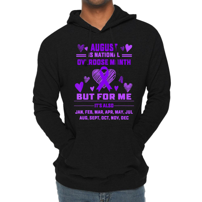 Heart Ribbon June Is National Overdose Awareness Lightweight Hoodie | Artistshot