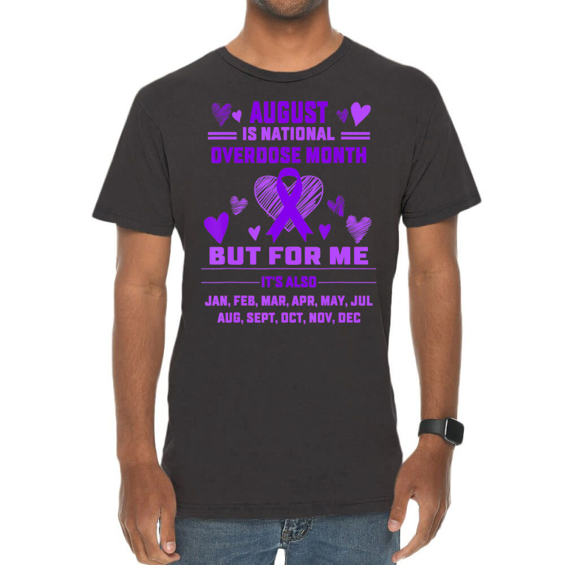 Heart Ribbon June Is National Overdose Awareness Vintage T-shirt | Artistshot