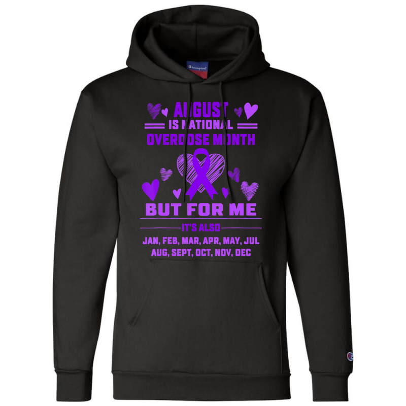 Heart Ribbon June Is National Overdose Awareness Champion Hoodie | Artistshot