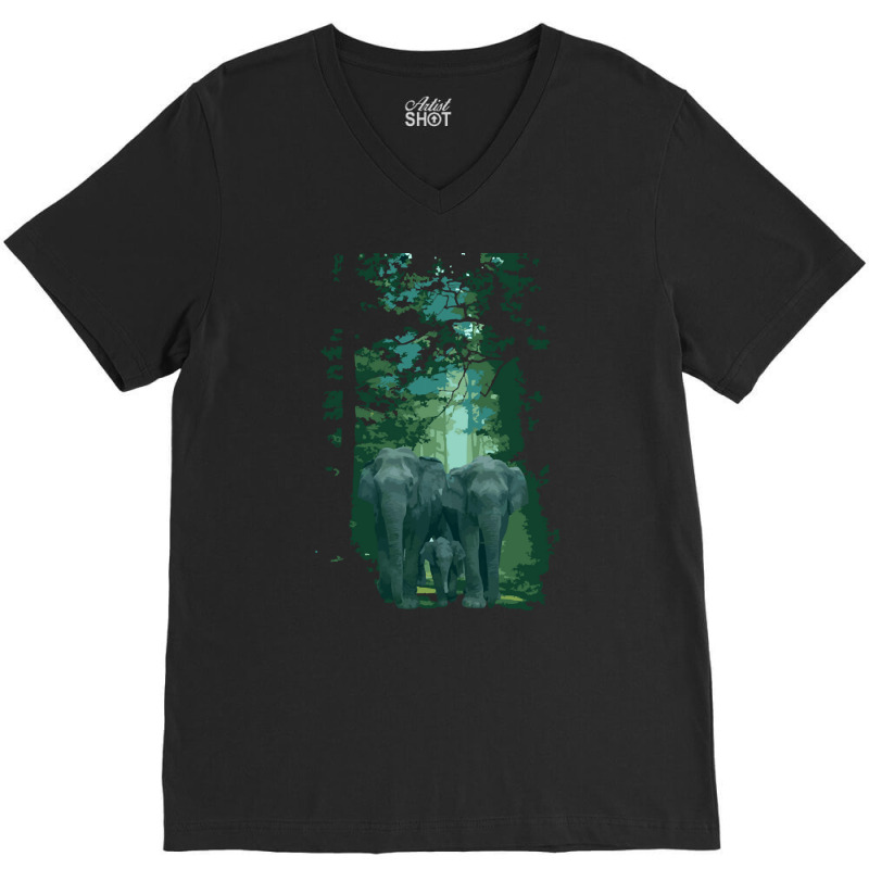 Elephants And Forests, Elephants And Forests Vintage, Elephants Forest V-Neck Tee by SHOPTRUI4 | Artistshot