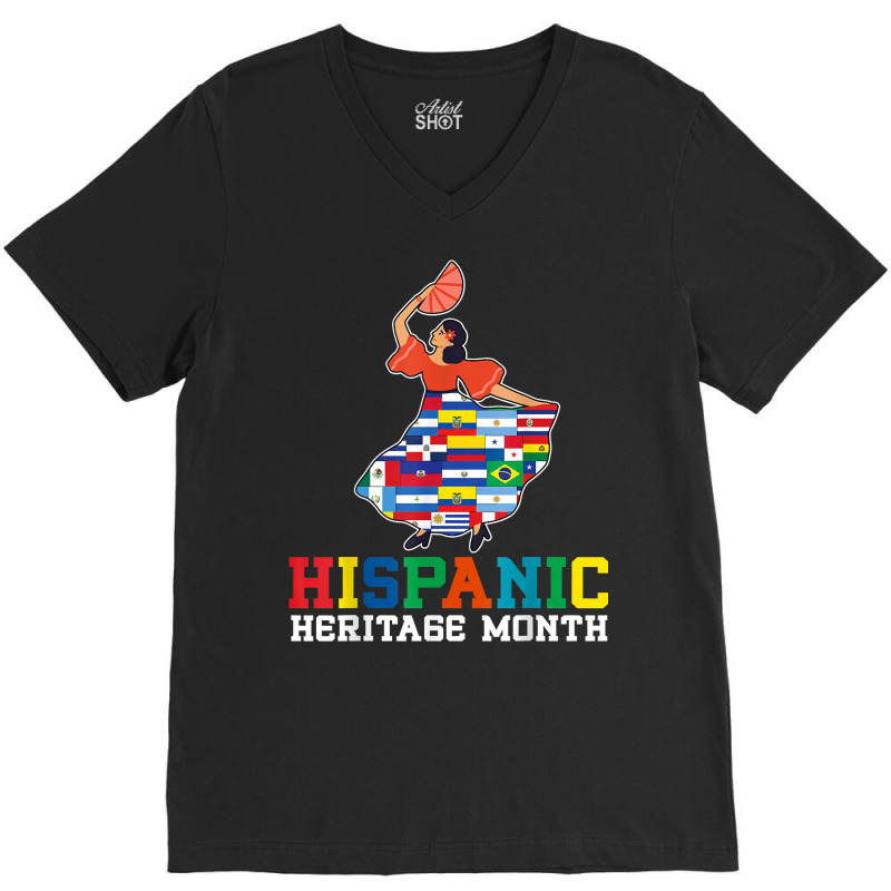 Dancing Latino Latinx Countries Flag Hispanic Heritage Month T Shirt V-Neck Tee by hankeajrippleex5 | Artistshot