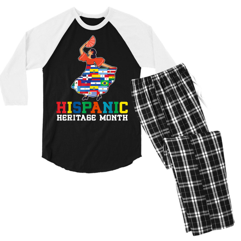 Dancing Latino Latinx Countries Flag Hispanic Heritage Month T Shirt Men's 3/4 Sleeve Pajama Set by hankeajrippleex5 | Artistshot