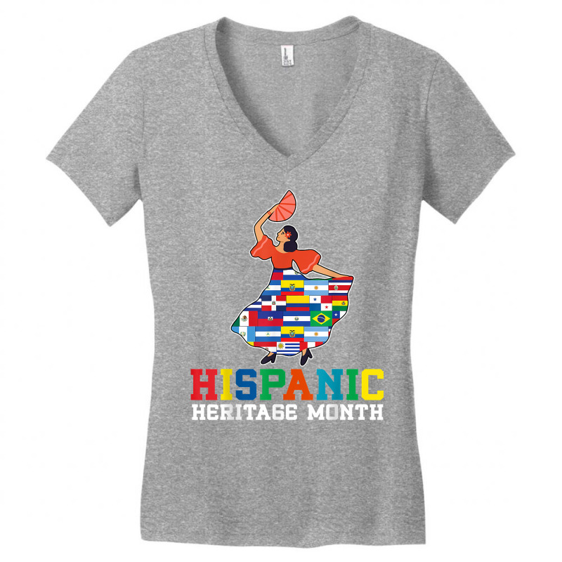 Dancing Latino Latinx Countries Flag Hispanic Heritage Month T Shirt Women's V-Neck T-Shirt by hankeajrippleex5 | Artistshot