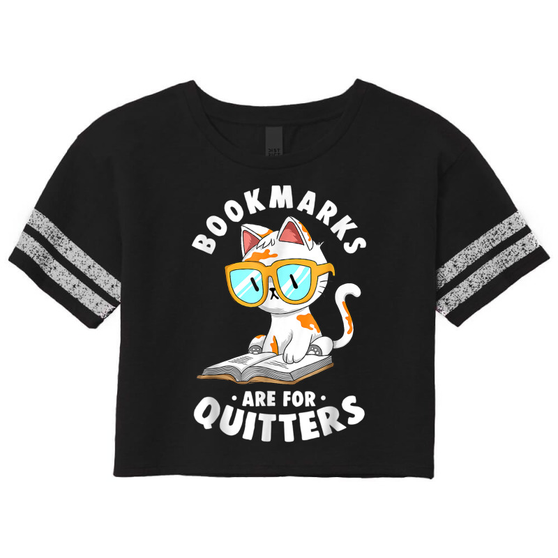 Cat With Glasses, Bookmarks Are For Quitters T Shirt Scorecard Crop Tee by cm-arts | Artistshot