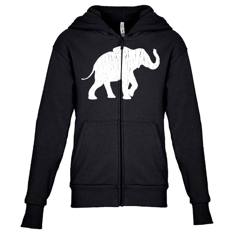 Distressed Elephant Silhouette Youth Zipper Hoodie by badieu97 | Artistshot