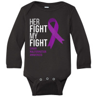 Her Fight Is My Fight Chiari Malformation Awareness Ribbon Long Sleeve Baby Bodysuit | Artistshot