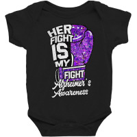 Her Fight Is My Fight Glove Purple Alzheimer's Awareness Baby Bodysuit | Artistshot