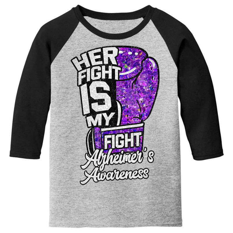 Her Fight Is My Fight Glove Purple Alzheimer's Awareness Youth 3/4 Sleeve by Kenlofu52 | Artistshot