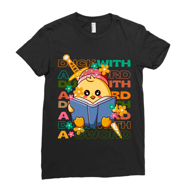 Duck With A Sword Cute Design Ladies Fitted T-Shirt by cm-arts | Artistshot