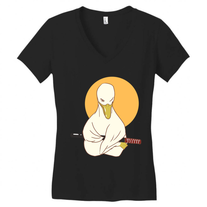 Duck With A Sword Funny Cute Women's V-Neck T-Shirt by cm-arts | Artistshot