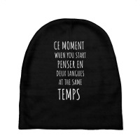 Womens Ce Moment Funny Bilingual French Language Teacher Gift V Neck T Baby Beanies | Artistshot