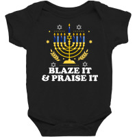 Blaze It Praise It Funny Jewish Hanukkah Festival Gifts Baby Bodysuit | Artistshot