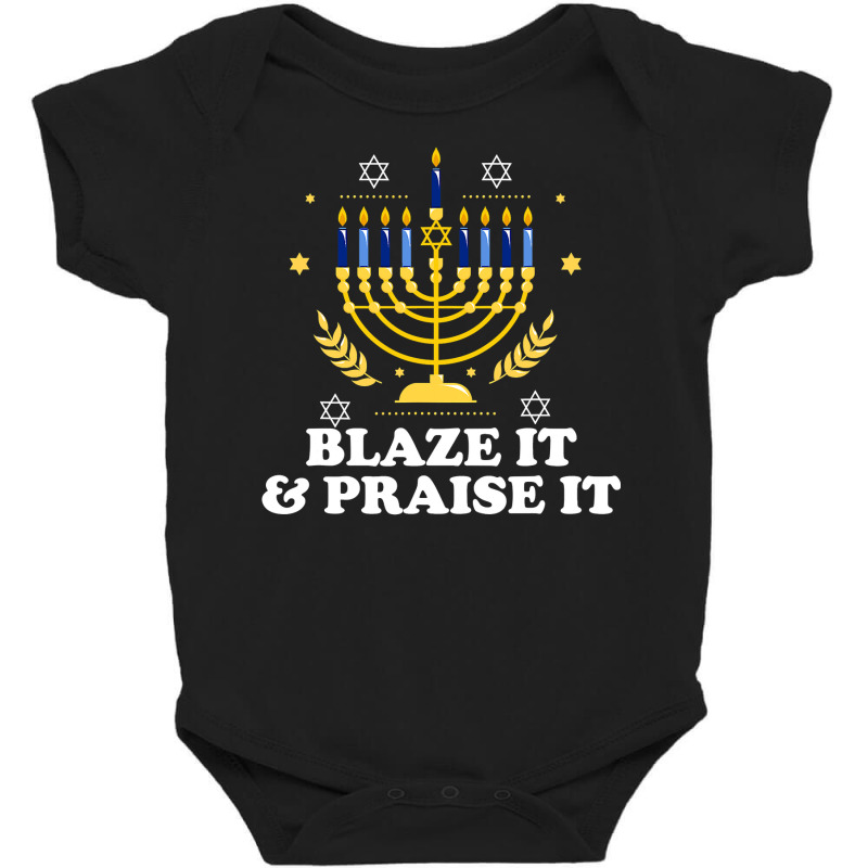 Blaze It Praise It Funny Jewish Hanukkah Festival Gifts Baby Bodysuit | Artistshot