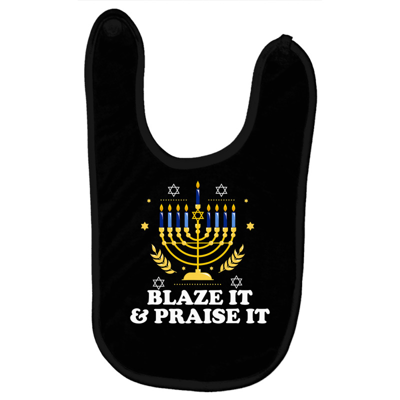 Blaze It Praise It Funny Jewish Hanukkah Festival Gifts Baby Bibs | Artistshot