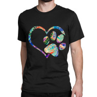 Animal Rescue Dog Paw Print Tie Dye Rainbow Dog Love Classic T-shirt | Artistshot