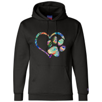 Animal Rescue Dog Paw Print Tie Dye Rainbow Dog Love Champion Hoodie | Artistshot