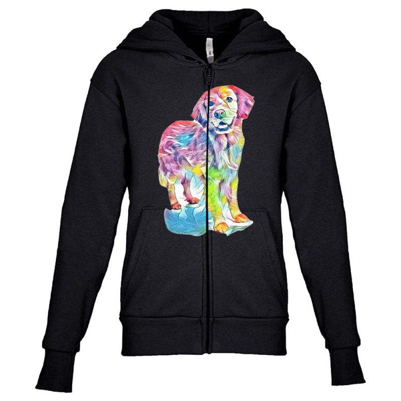 Golden Retriever Youth Zipper Hoodie by Kemnabi | Artistshot