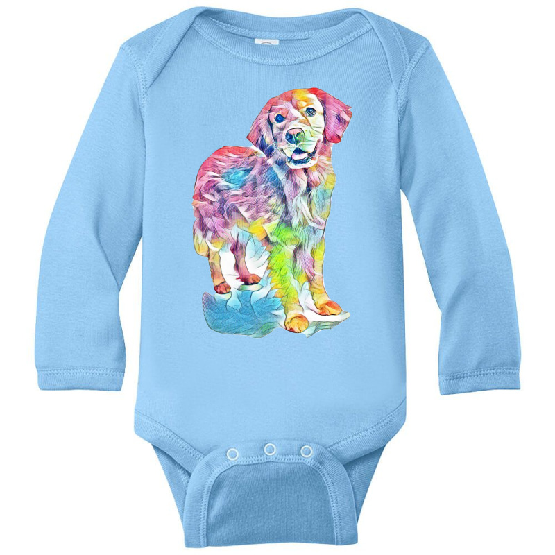 Golden Retriever Long Sleeve Baby Bodysuit by Kemnabi | Artistshot