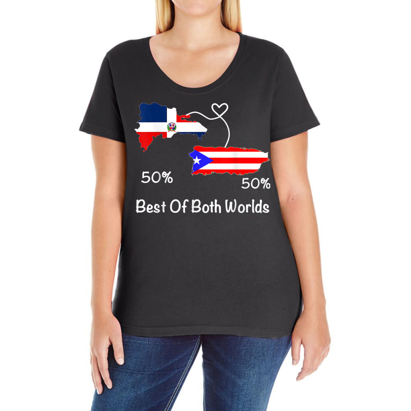 Half Puerto Rican Half Dominican Flag Map Combined Pr Rd T Shirt Ladies Curvy T-Shirt by cm-arts | Artistshot