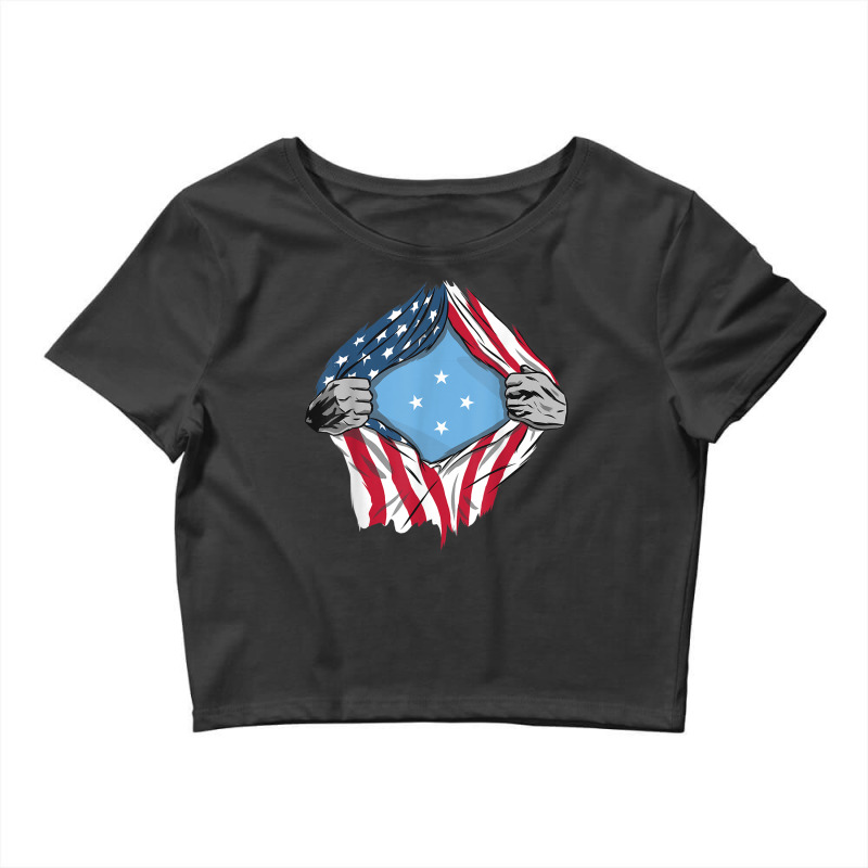 Micronesian American Blood Inside Me   Country Flags T Shirt Crop Top by cm-arts | Artistshot