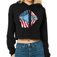 Micronesian American Blood Inside Me   Country Flags T Shirt Cropped Hoodie | Artistshot