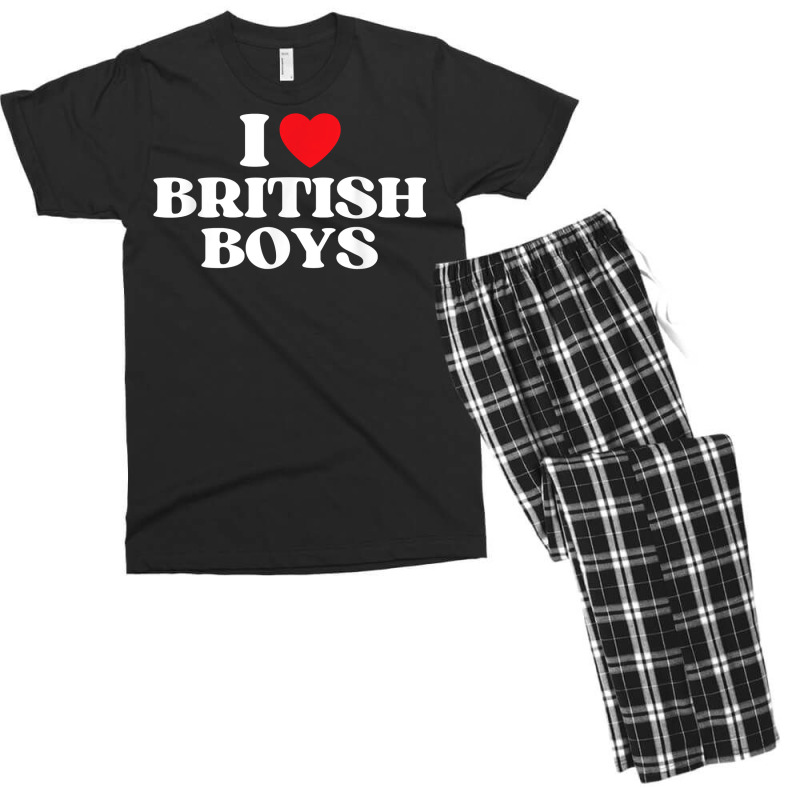 Funny I Love British Boys I Red Heart British Boys Britain T Shirt Men's T-shirt Pajama Set | Artistshot