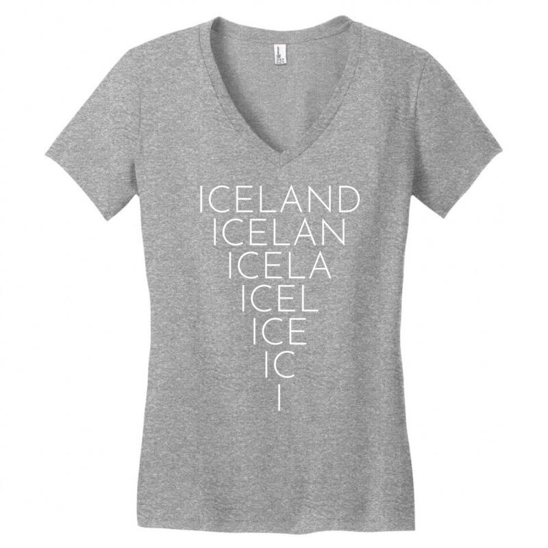 Iceland Inverted Triangle Word Art   Icelandic Souvenir Pullover Hoodi Women's V-Neck T-Shirt by cm-arts | Artistshot