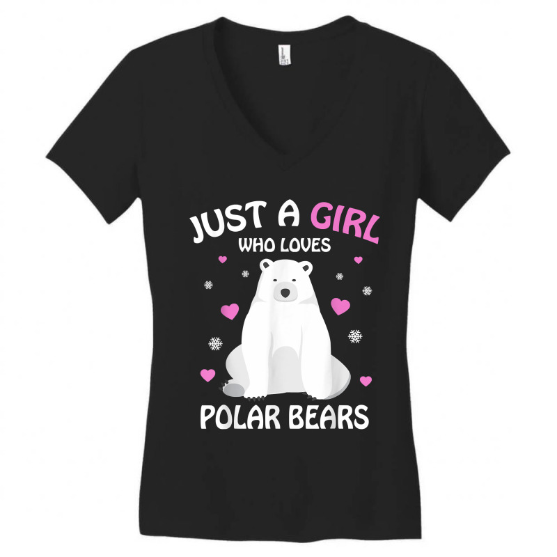 Just A Girl Who Loves Polar Bears Girls Polar Bear Gift Women's V-Neck T-Shirt by LilaFrancine | Artistshot