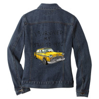 I Survived My Trip To Nyc New York City On Taxi Funny Ladies Denim Jacket | Artistshot