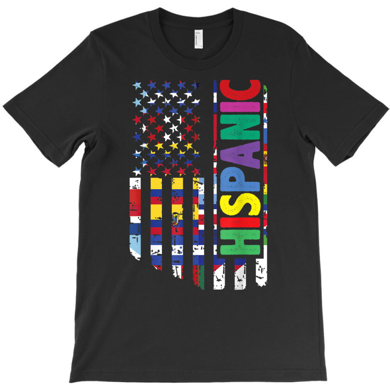 Usa And Latin American Countries Flag Hispanic Heritage T Shirt T-Shirt by cm-arts | Artistshot