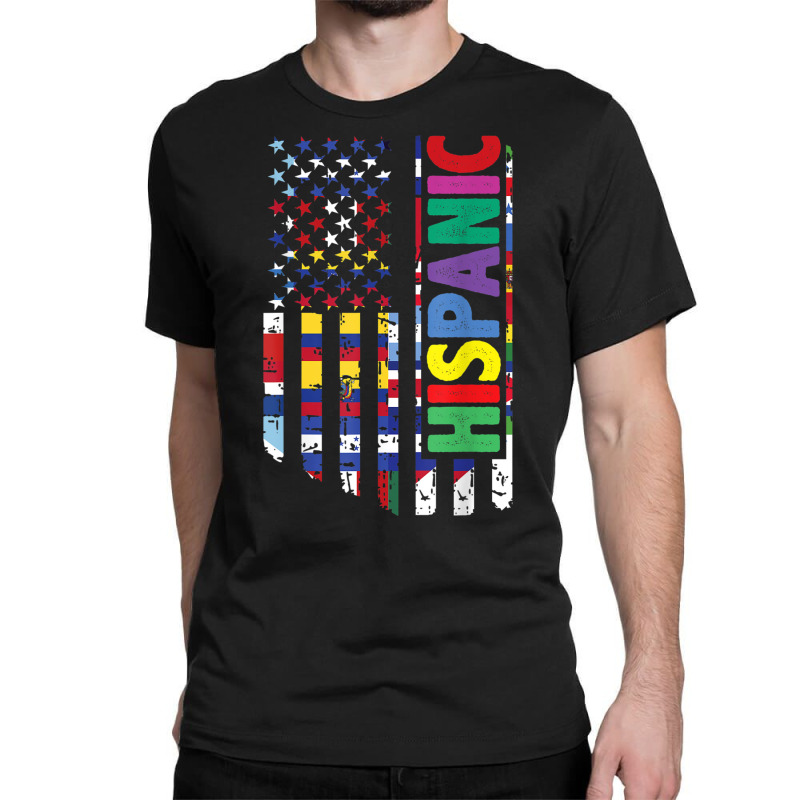 Usa And Latin American Countries Flag Hispanic Heritage T Shirt Classic T-shirt by cm-arts | Artistshot