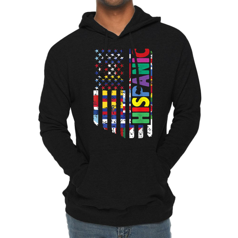 Usa And Latin American Countries Flag Hispanic Heritage T Shirt Lightweight Hoodie by cm-arts | Artistshot