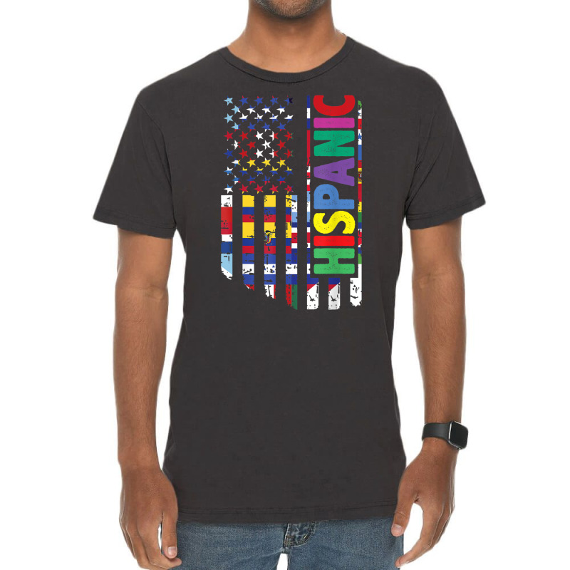 Usa And Latin American Countries Flag Hispanic Heritage T Shirt Vintage T-Shirt by cm-arts | Artistshot