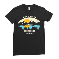 Womens Nashville Tennessee Souvenir Mountain Sunset River V Neck T Shi Ladies Fitted T-shirt | Artistshot