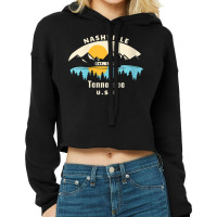 Womens Nashville Tennessee Souvenir Mountain Sunset River V Neck T Shi Cropped Hoodie | Artistshot