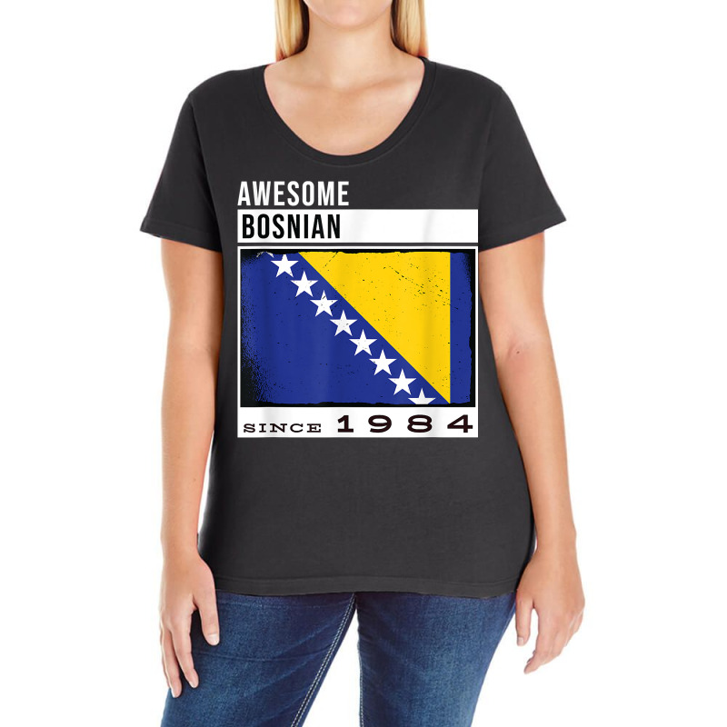 Awesome Bosnian Since 1984   Bosnian 38th Birthday T Shirt Ladies Curvy T-Shirt by cm-arts | Artistshot