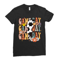 Game Day Soccer Season Groovy Soccer Lightning Bolt Long Sleeve T Shir Ladies Fitted T-shirt | Artistshot