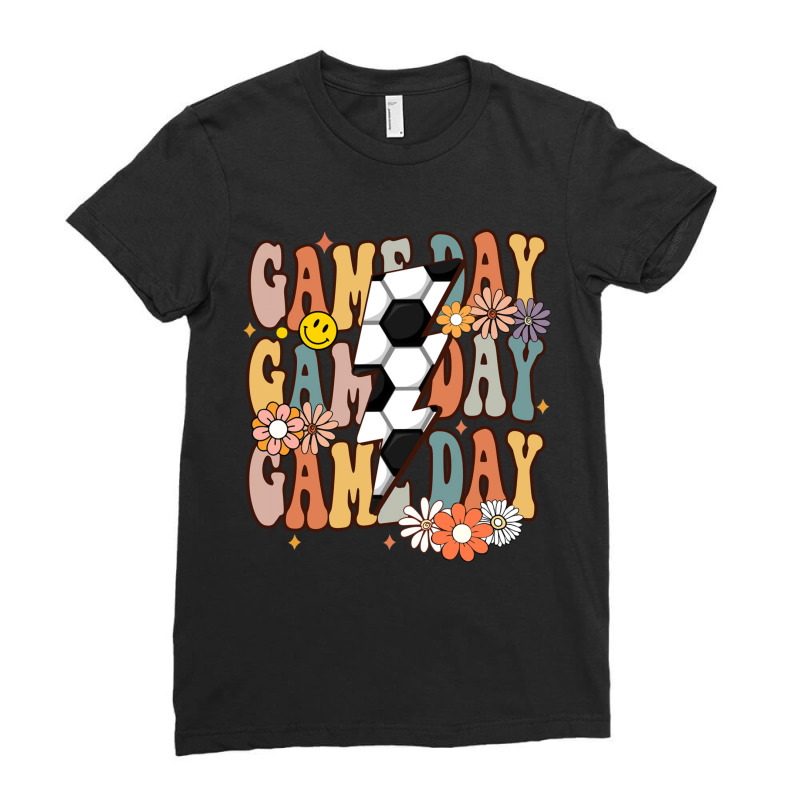 Game Day Soccer Season Groovy Soccer Lightning Bolt Long Sleeve T Shir Ladies Fitted T-Shirt by cm-arts | Artistshot